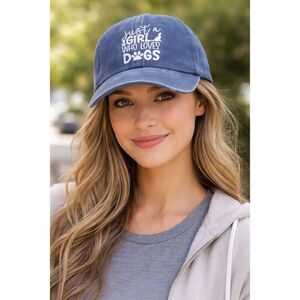Just A Girl Who Loves Dogs Blue Adjustable Baseball Cap